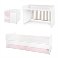 Bed MiniMAX NEW white+orchid pink Variant A /teen bed; study desk; cupboard/